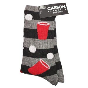 NWT Carbon Elements Beer Pong Socks OSFM Striped Grey Black Men's Women's Unisex